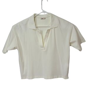 Women's Faherty Creme Color Short Sleeve Size Large Top